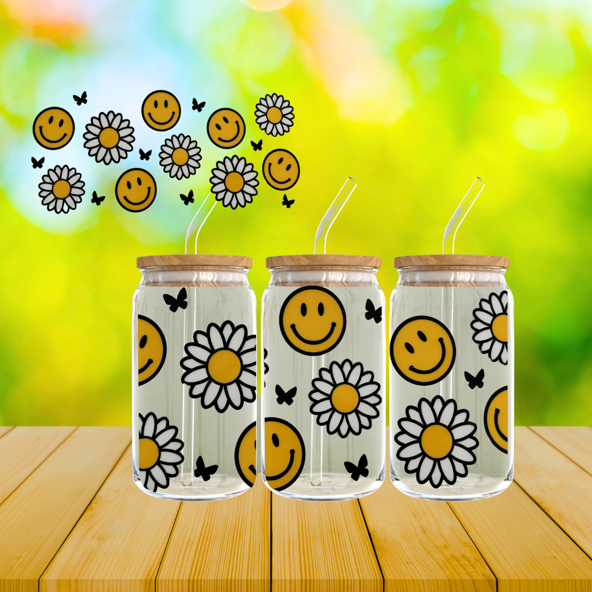 Happy Vibes Glass Cans